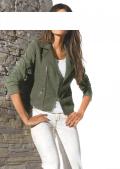 Leinen-Jersey-Bikerjacke khaki