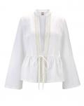 Leinenjacke mit Spitze offwhite