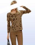 Leomuster-Pullover mit Strass cognac Gr. 40