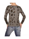 Leomuster-Pullover mit Strass sand