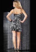 Leomusterkleid m. Strass silber