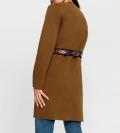 Long-Strickjacke mitGürtel in Ethno-Dessin cognac