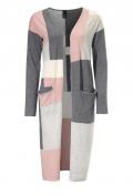 Long-Strickjacke rosé-grau