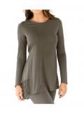 Longshirt mit Spitze taupe