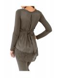 Longshirt mit Spitze taupe