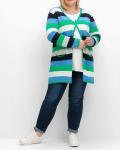 Longstrickjacke mit Blockstreifen bunt