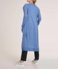 Longstrickjacke mitPerlen blau