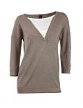 Luxus-2-in-1 Pullover taupe-creme