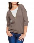 Luxus-2-in-1 Pullover taupe-creme