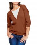 Luxus-2-in-1 Pullover ziegelrot-creme