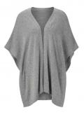 Luxus-Strickponcho grau-melange