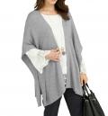 Luxus-Strickponcho grau-melange