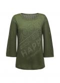 Lyocell-Pullover mit Glitzersteinchen khaki