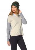 Marken-2-in-1 Pullover beige-grau