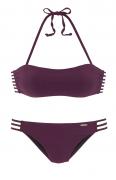 Marken-Bandeau-Bikini aubergine A/B-Cup