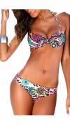 Marken-Bandeau-Bikini braun-bunt