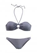 Marken-Bandeau-Bikini grau-silber