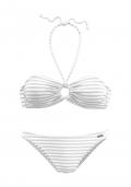 Marken-Bandeau-Bikini weiß-silber