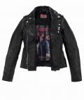 Marken-Biker-Lammnappalederjacke schwarz