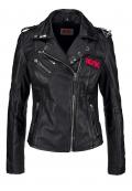 Marken-Biker-Lammnappalederjacke schwarz