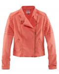 Marken-Bikerstyle-Jeansjacke koralle