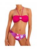 Marken-Bikini mit Schmuckstein pink-bunt