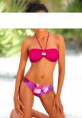 Marken-Bikini mit Schmuckstein pink-bunt