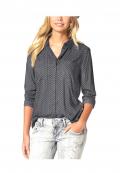 Marken-Bluse grau-schwarz