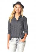 Marken-Bluse grau-schwarz