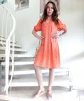 Marken-Blusen-Druckkleid orange-rosa