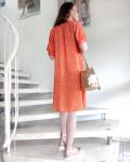 Marken-Blusen-Druckkleid orange-rosa