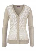 Marken-Cardigan mit Spitze beige