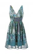 Marken-Chiffonkleid blau-bunt