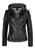 Marken-Damen-Lammlederjacke schwarz