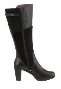 Marken-Damen-Leder-Stiefel schwarz