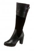 Marken-Damen-Leder-Stiefel schwarz