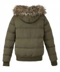 Marken-Daunenjacke mit Webpelz khaki