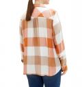 Marken-Flanell-Bluse Karomuster orange bedruckt