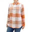 Marken-Flanell-Bluse Karomuster orange bedruckt