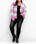 Marken-Flausch-Wollstrickjacke pink-mint