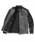 Marken-Herren-Lederjacke grau-schwarz