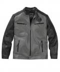 Marken-Herren-Lederjacke grau-schwarz