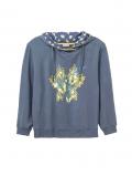 Marken-Hoodie mit floralem Frontdruck indigo