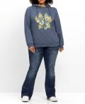 Marken-Hoodie mit floralem Frontdruck indigo