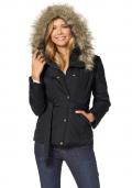 Marken-Jacke mit Webpelz schwarz