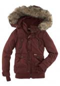 Marken-Jacke mit Webpelzkragen bordeaux