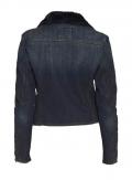 Marken-Jeansjacke mit Webpelzfutter blau