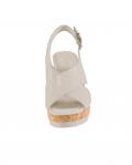 Marken-Kalb-Lackleder-Sandalette beige