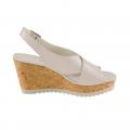 Marken-Kalb-Lackleder-Sandalette beige Gr. 41 EU / 7.5 UK