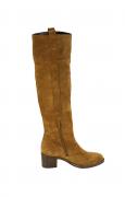 Marken-Kalb-Velourslederstiefel cognac